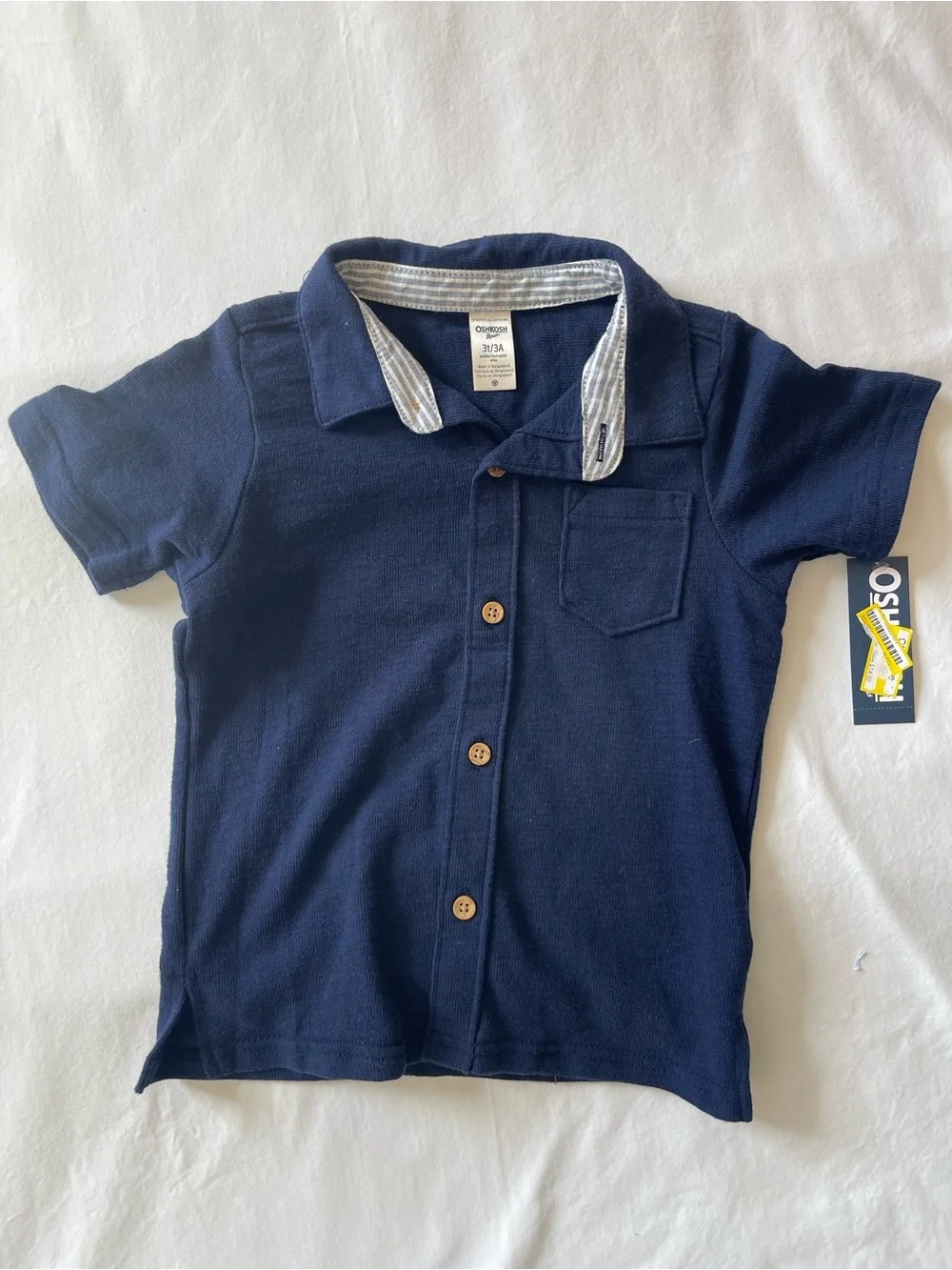 OshKosh B'gosh Navy Button-Up Polo Shirt with Contrast Collar